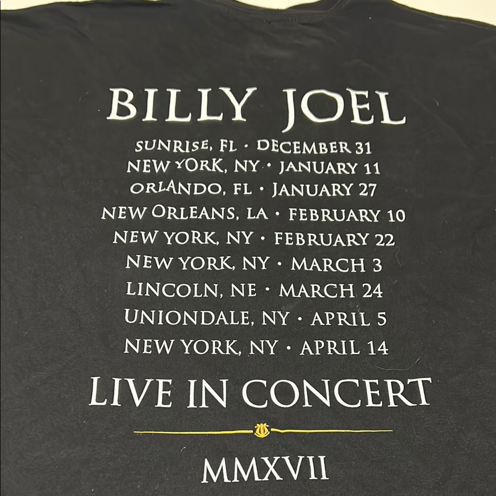 Billy Joel live In Concert Black T-Shirt MMXVII size XL Unisex Cotton - Picture 8 of 8